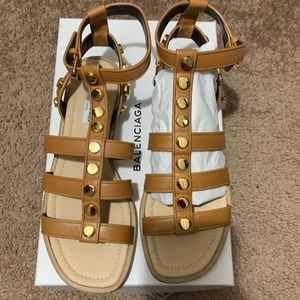 Balenciaga cognac gladiator sandals short